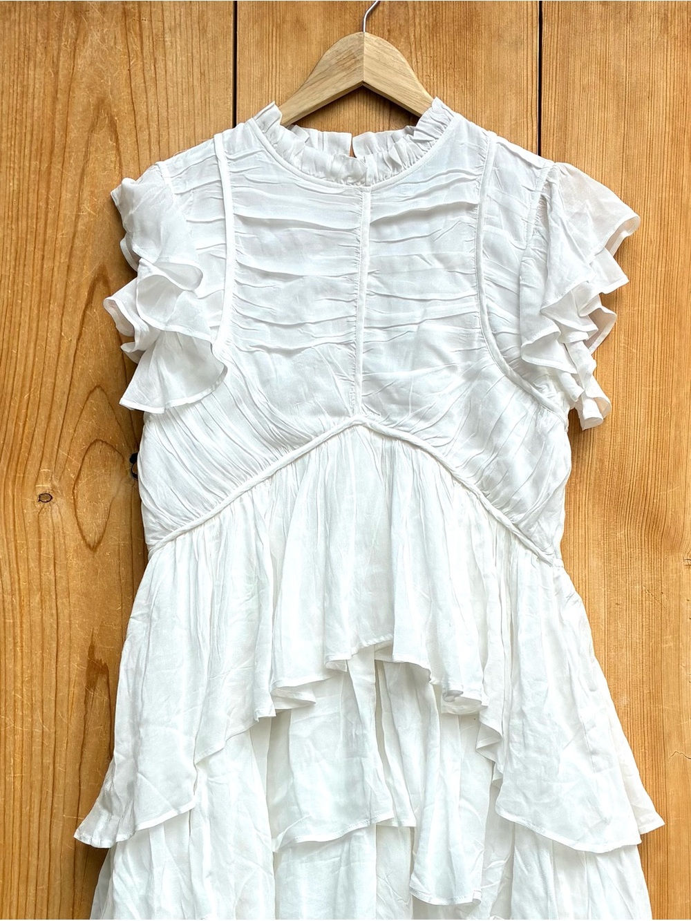 AllSaints Shaela Tiered Ruffle High-Low Maxi Dress Sz 8 - Picture 9 of 11